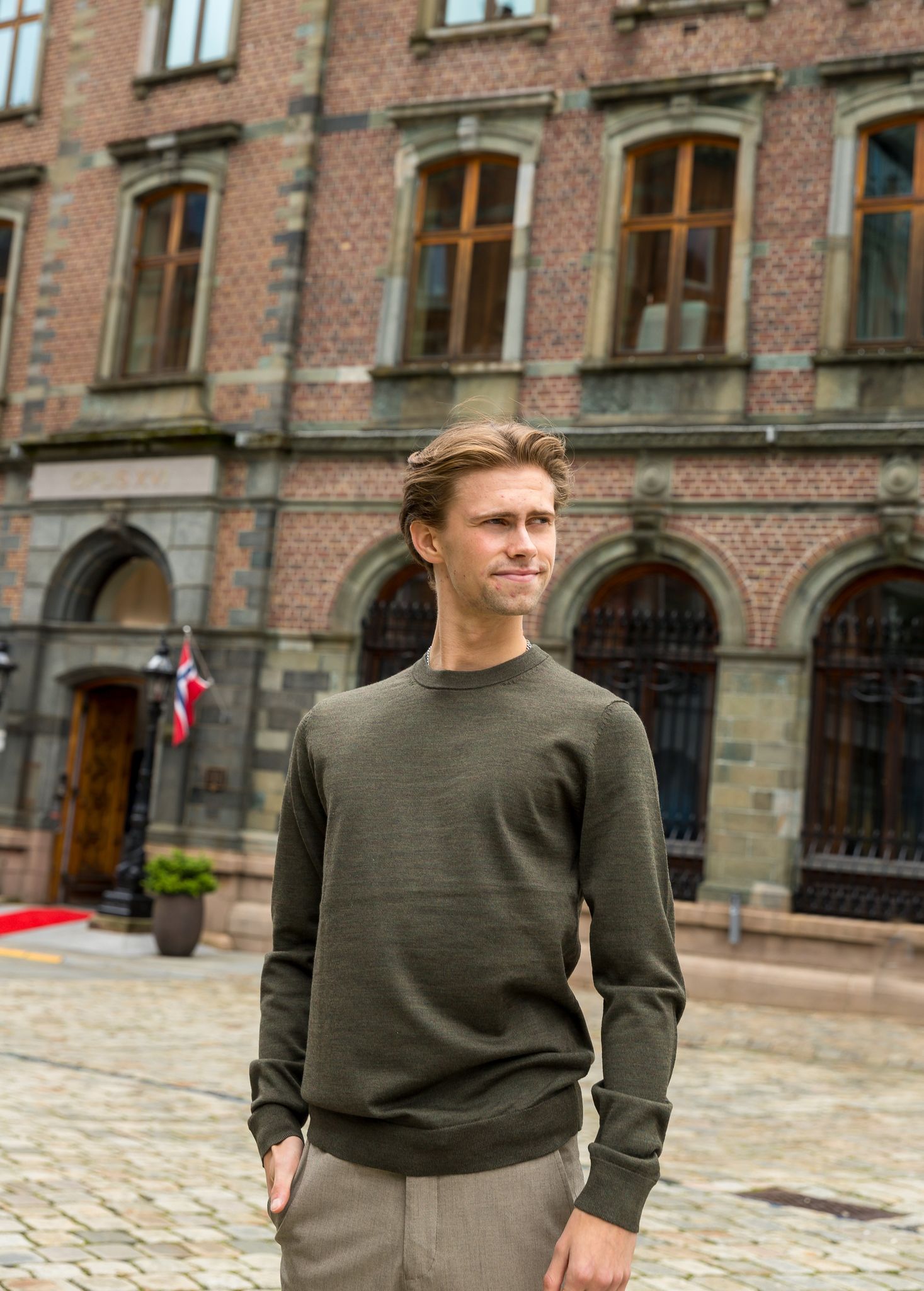 Town rund hals genser - Grønn/ Forest Night